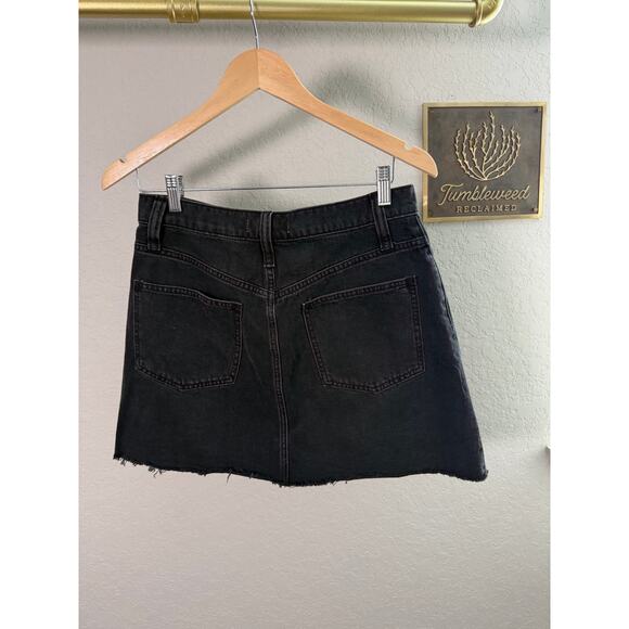 Women's Madewell Black Denim Raw Hem A-Line Mini Skirt Size 28 - Picture 5 of 8